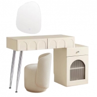Комплект Туалетный столик зеркало и пуф Xiaomi Linsy Set Of Dressing Table, Mirror And Pouf In Cream Style (TO4C-A+02-A+TO1H-A)
