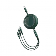 Телескопический USB-кабель для зарядки 3 в 1 Baseus Retractable Data Cable 3.5 A Fast Charge 1.2 m Green