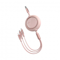 Телескопический USB-кабель для зарядки 3 в 1 Baseus Retractable Data Cable 3.5 A Fast Charge 1.2 m Pink