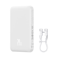 Внешний аккумулятор с поддержкой беспроводной зарядки Baseus Magnetic Wireless Charging Power Bank 5000 mAh 20W White (PPCXM05)