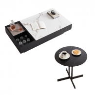 Комплект журнальный столик и приставной столик Xiaomi Linsy Set Of Coffee Table And Side Table Cocoa Dark Coffee White/ Starry Sky Black (RS5L-A+ RS6L-A)