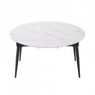 Круглый обеденный раздвижной стол со столешницей из керамогранита 8H Jun Telescopic Rock Board Dining Table 1.35х1.35 m/0.8х0.75 m White (YB4)