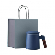 Фарфоровая чашка для чая с керамическим фильтром Zesee Selected Ceramic Tea Cup Dark Blue