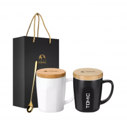 Набор из керамических кружек Xiaomi Tomic Ceramic Cup With Bamboo Cover Black and White