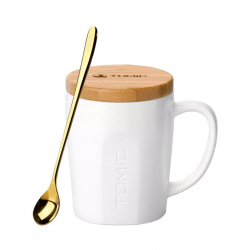 Керамическая кружка с бамбуковой крышкой Tomic Ceramic Cup With Bamboo Cover White