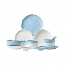 Набор керамической посуды Xiaomi SONGFA Planting Shadow Relief Leaf Ceramic Tableware 24 прибора