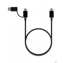 Кабель Xiaomi OTG MicroUSB с переходником на Type-C 50 см Black