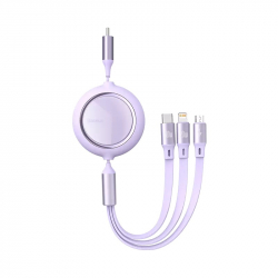 Телескопический кабель для зарядки Type-C 3-в-1 Baseus Retractable Data Cable 100W Fast Charge 1.2 m Violet