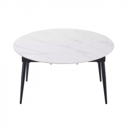 Круглый обеденный раздвижной стол со столешницей из керамогранита 8H Jun Telescopic Rock Board Dining Table 1.35х1.35 m/0.8х0.75 m White (YB4)