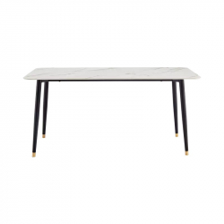 Обеденный стол со столешницей из керамогранита Linsy Light Luxury Rockboard White&Black 1.4 m (JI1R-A)
