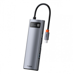 Адаптер-хаб Baseus Metal Gleam Series 8-in-1 Multifunctional Type-C HUB Docking Station Grey (CAHUB-CV0G)