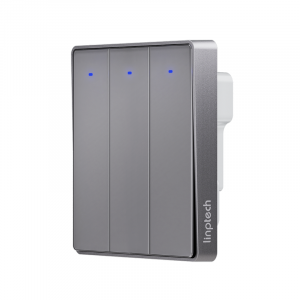 Умный выключатель трехклавишный Xiaomi Linptech Glass Panel Smart Switch E1 Single Fire Three Button Grey (QE1GSB-W3 MI)
