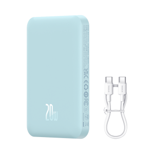 Внешний аккумулятор с поддержкой беспроводной зарядки Baseus Magnetic Wireless Charging Power Bank 5000 mAh 20W Blue (PPCXM05)